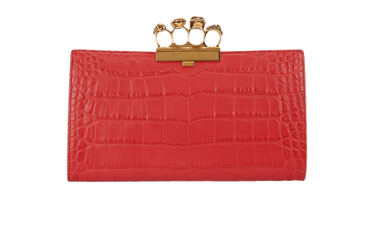 Croc Embossed Ring Clutch, front view
